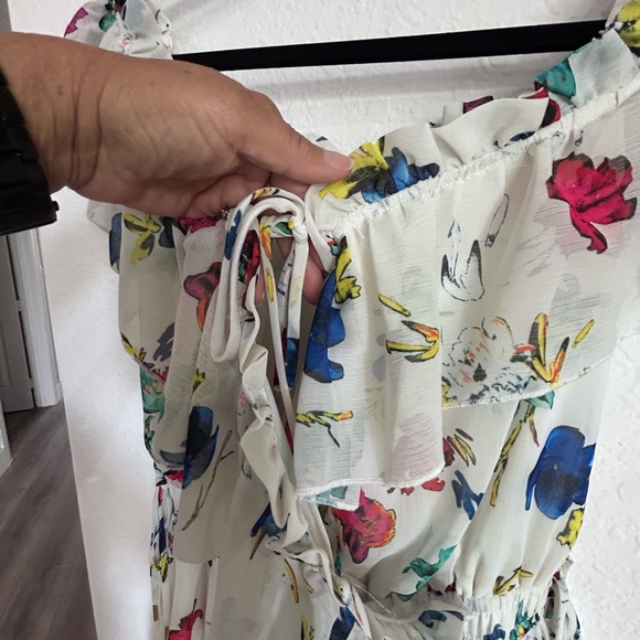📚DROP⬇️ HOUSE OF HARLOW 1960 • White Ruffle Floral Dress • sz M - Picture 7 of 7